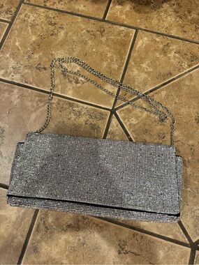Silver Rhinestone Chain Clutch Bag for Women